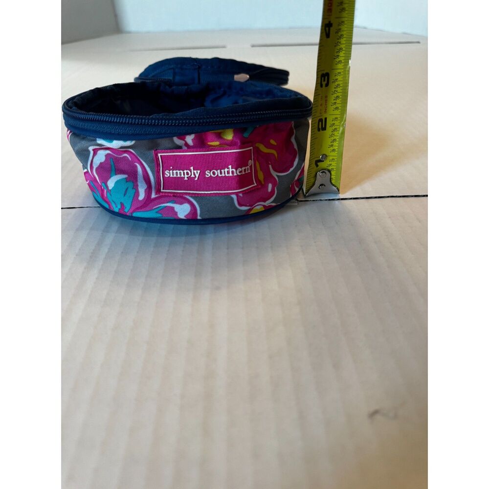 Simply Southern Floral Cosmetic Makeup Bag Travel Toiletry Case Round Pink NWT